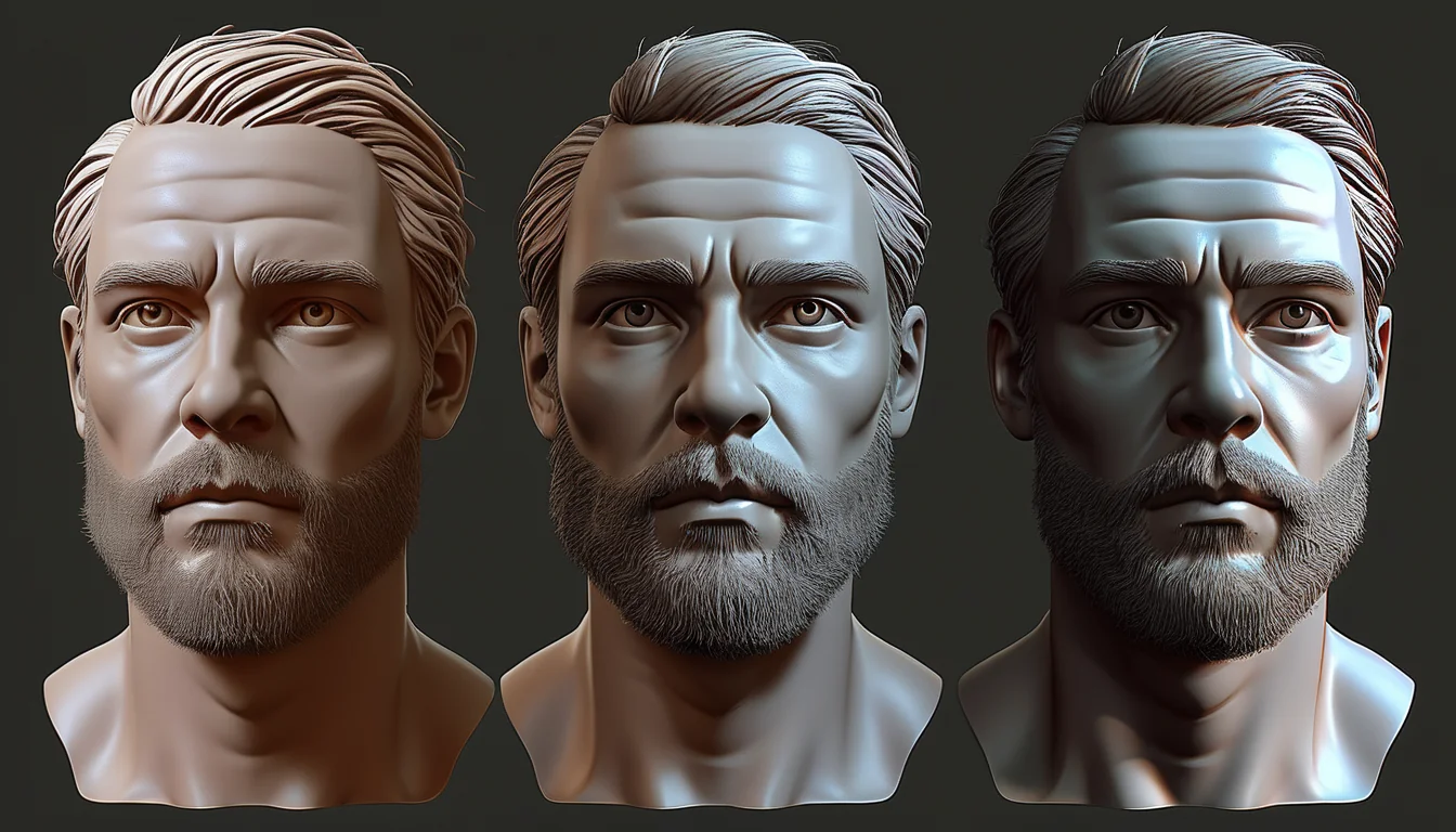 Master sculptor crafting a digital bust with extraordinary precision